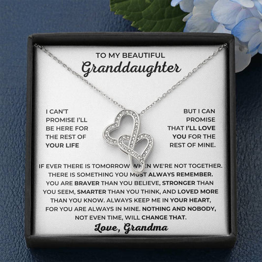 To My Beautiful Granddaughter - I Can Promise That I'll Love You For The Rest Of Mine - Heart-to-heart Pendant Necklace