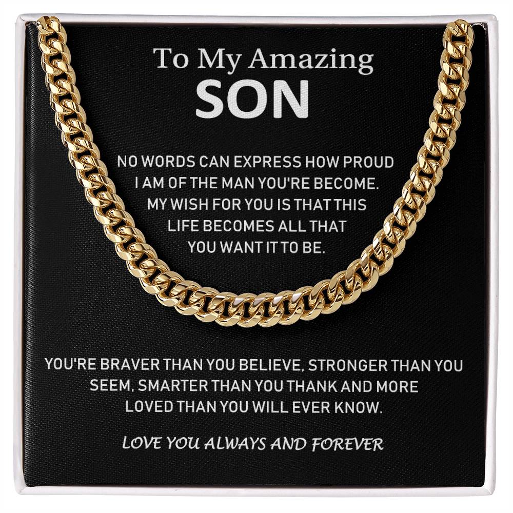 To My Amazing Son - Love You Always And Forever - Cuban Link Chain Necklace