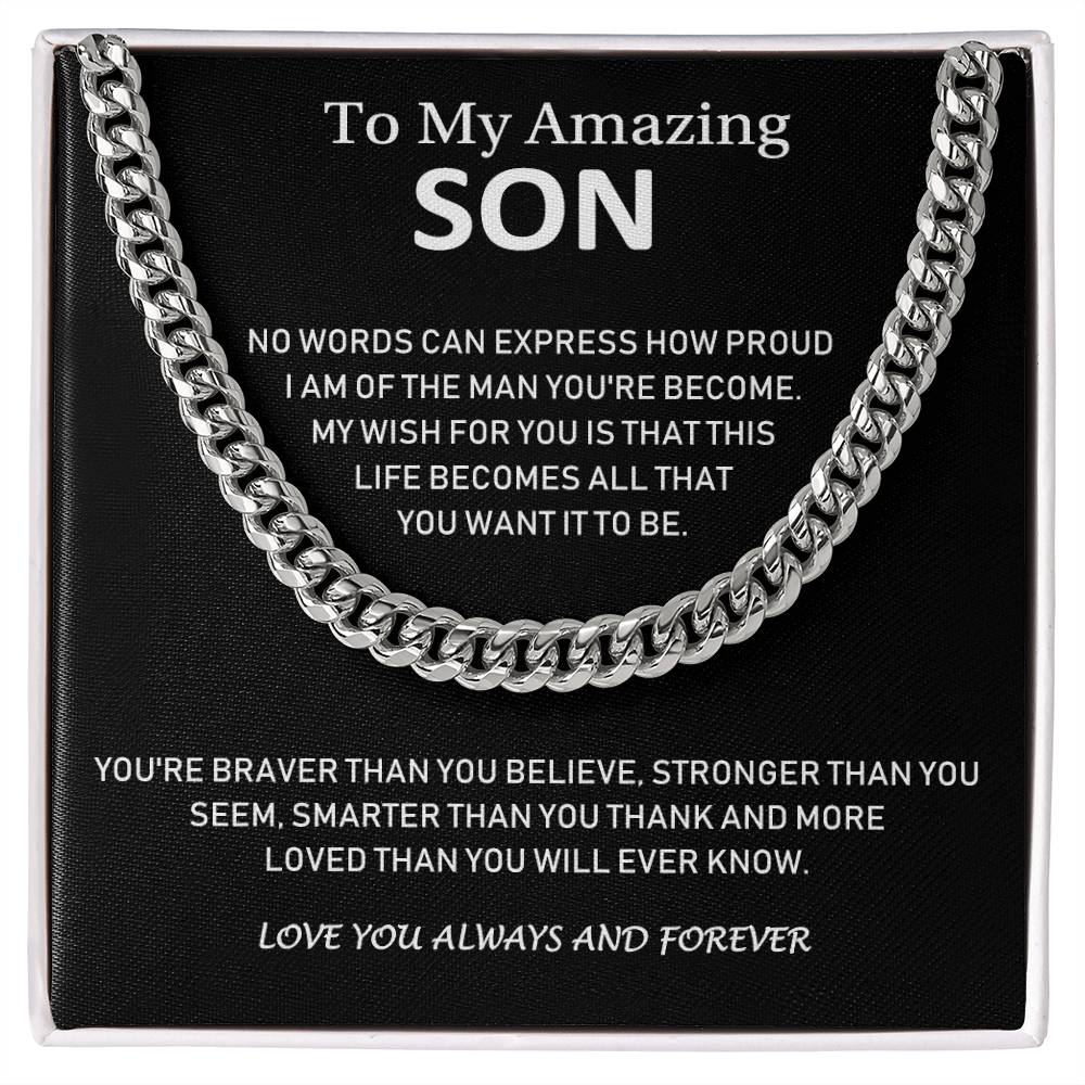 To My Amazing Son - Love You Always And Forever - Cuban Link Chain Necklace