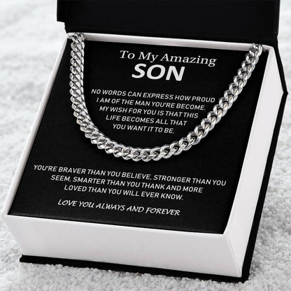 To My Amazing Son - Love You Always And Forever - Cuban Link Chain Necklace