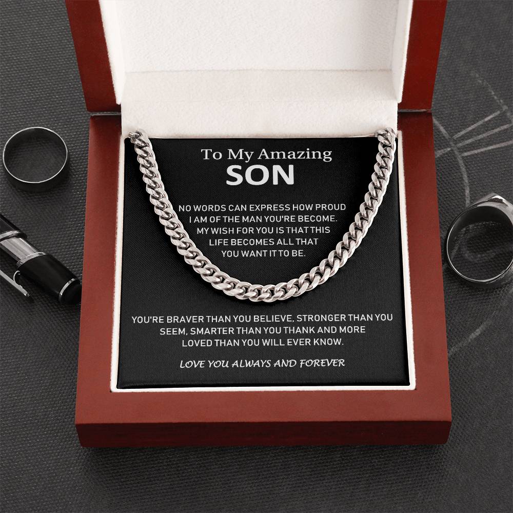 To My Amazing Son - Love You Always And Forever - Cuban Link Chain Necklace