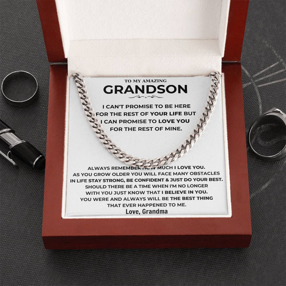 To My Amazing Grandson - I Can Promise To Love You For The Rest Of Mine - Cuban Link Chain