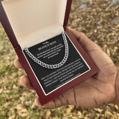 To My Bonus Son - I'm Always Right There In Your Heart - Cuban Link Chain