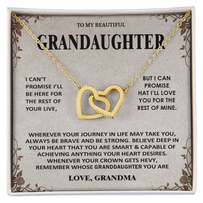 To My Beautiful Granddaughter - Love You Always And Forever - Interlocking Hearts Necklace