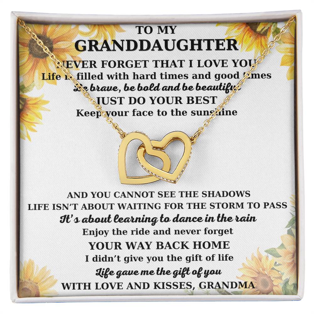 To My Granddaughter - Never Forget That I Love You - Interlocking Hearts Necklace