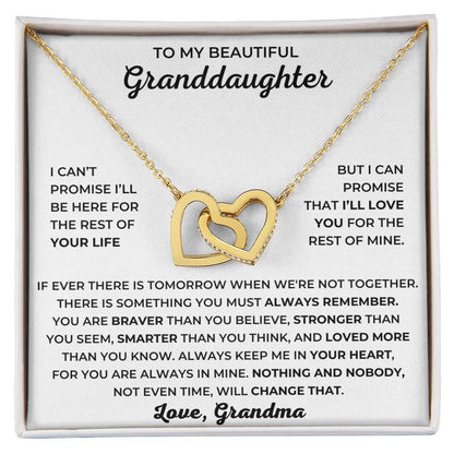 To My Granddaughter - You Are Braver Than You Believe, Stronger Than You Seem, Smarter Than You Think - Interlocking Hearts Necklace