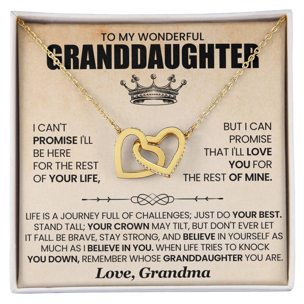 To My Wonderful Granddaughter - I Can Promise That I'll Love You For The Rest Of Mine - Interlocking Hearts Necklace