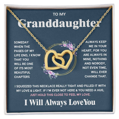 To My Granddaughter - I Will Always Love You - Interlocking Hearts Necklace