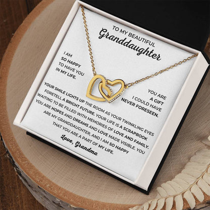 To My Beautiful Granddaughter - I Am So Happy That You Are A Part Of My Life - Interlocking Hearts Necklace