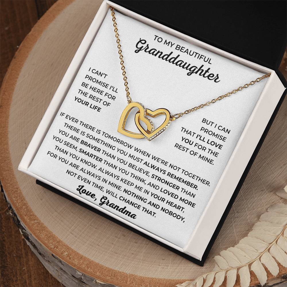 To My Granddaughter - You Are Braver Than You Believe, Stronger Than You Seem, Smarter Than You Think - Interlocking Hearts Necklace