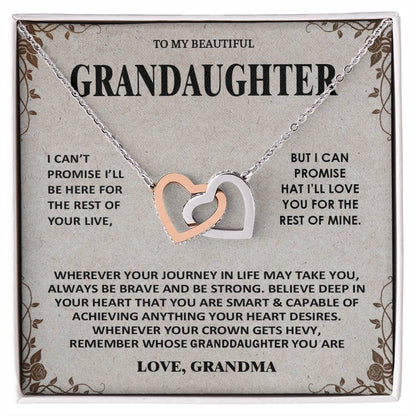 To My Beautiful Granddaughter - Love You Always And Forever - Interlocking Hearts Necklace