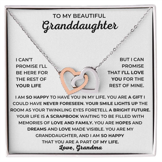 To My Beautiful Granddaughter - I Am So Happy That You Are A Part Of My Life - Interlocking Hearts Necklace