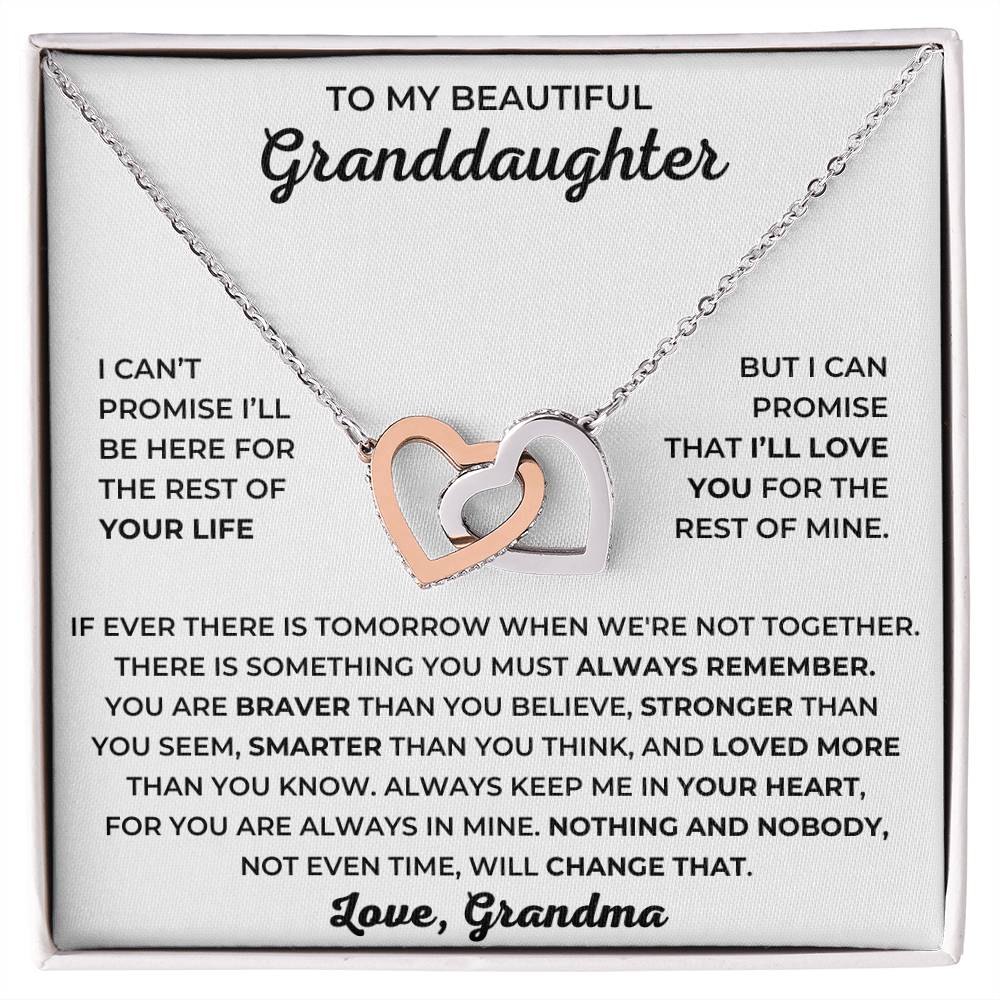 To My Granddaughter - You Are Braver Than You Believe, Stronger Than You Seem, Smarter Than You Think - Interlocking Hearts Necklace