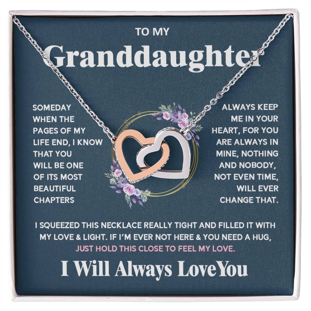 To My Granddaughter - I Will Always Love You - Interlocking Hearts Necklace