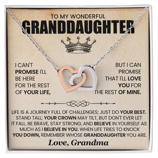 To My Wonderful Granddaughter - I Can Promise That I'll Love You For The Rest Of Mine - Interlocking Hearts Necklace