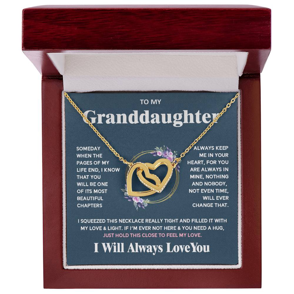 To My Granddaughter - I Will Always Love You - Interlocking Hearts Necklace