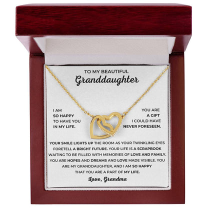 To My Beautiful Granddaughter - I Am So Happy That You Are A Part Of My Life - Interlocking Hearts Necklace