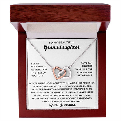 To My Granddaughter - You Are Braver Than You Believe, Stronger Than You Seem, Smarter Than You Think - Interlocking Hearts Necklace