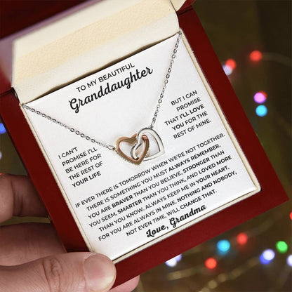 To My Granddaughter - You Are Braver Than You Believe, Stronger Than You Seem, Smarter Than You Think - Interlocking Hearts Necklace