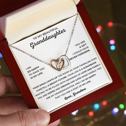 To My Beautiful Granddaughter - I Am So Happy That You Are A Part Of My Life - Interlocking Hearts Necklace