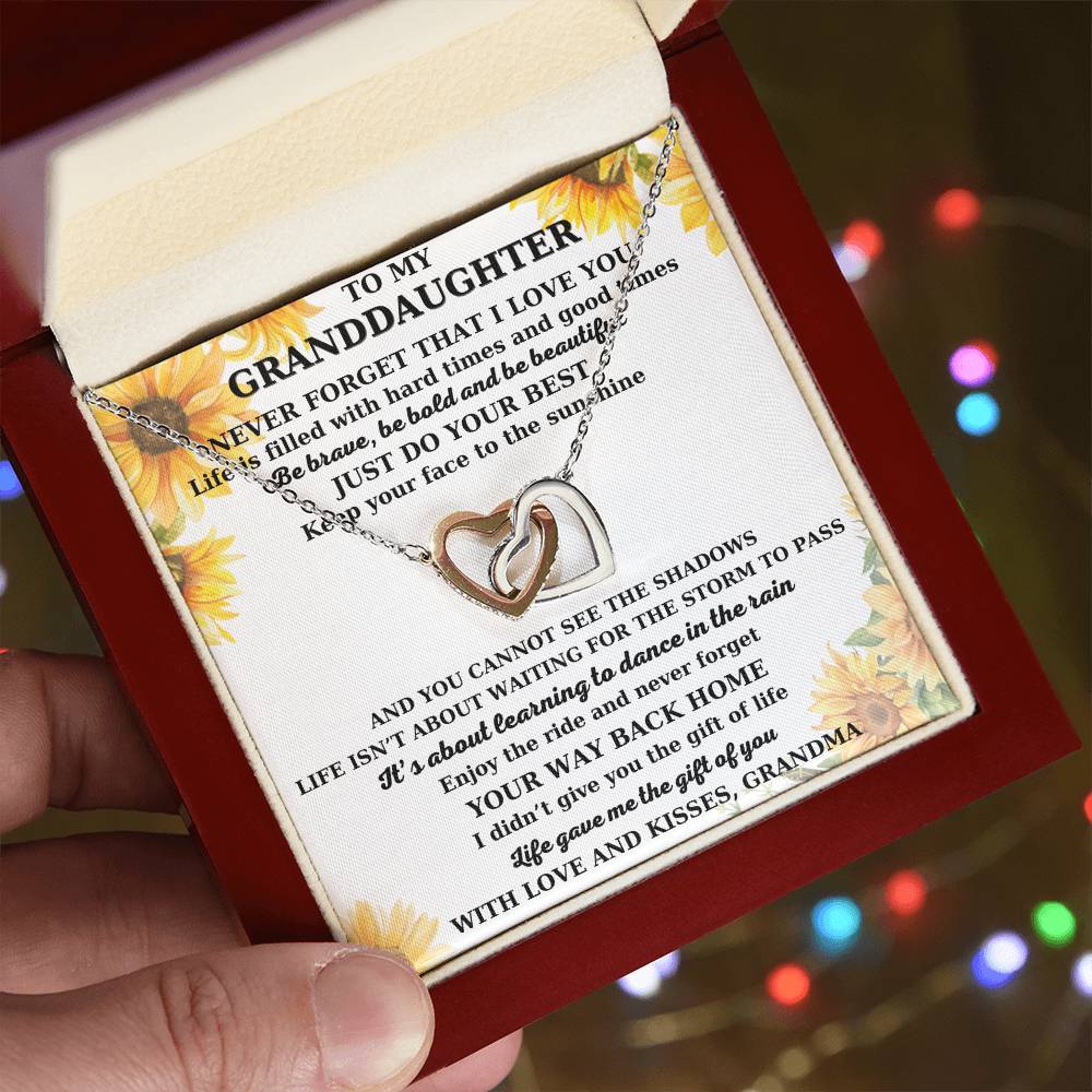 To My Granddaughter - Never Forget That I Love You - Interlocking Hearts Necklace