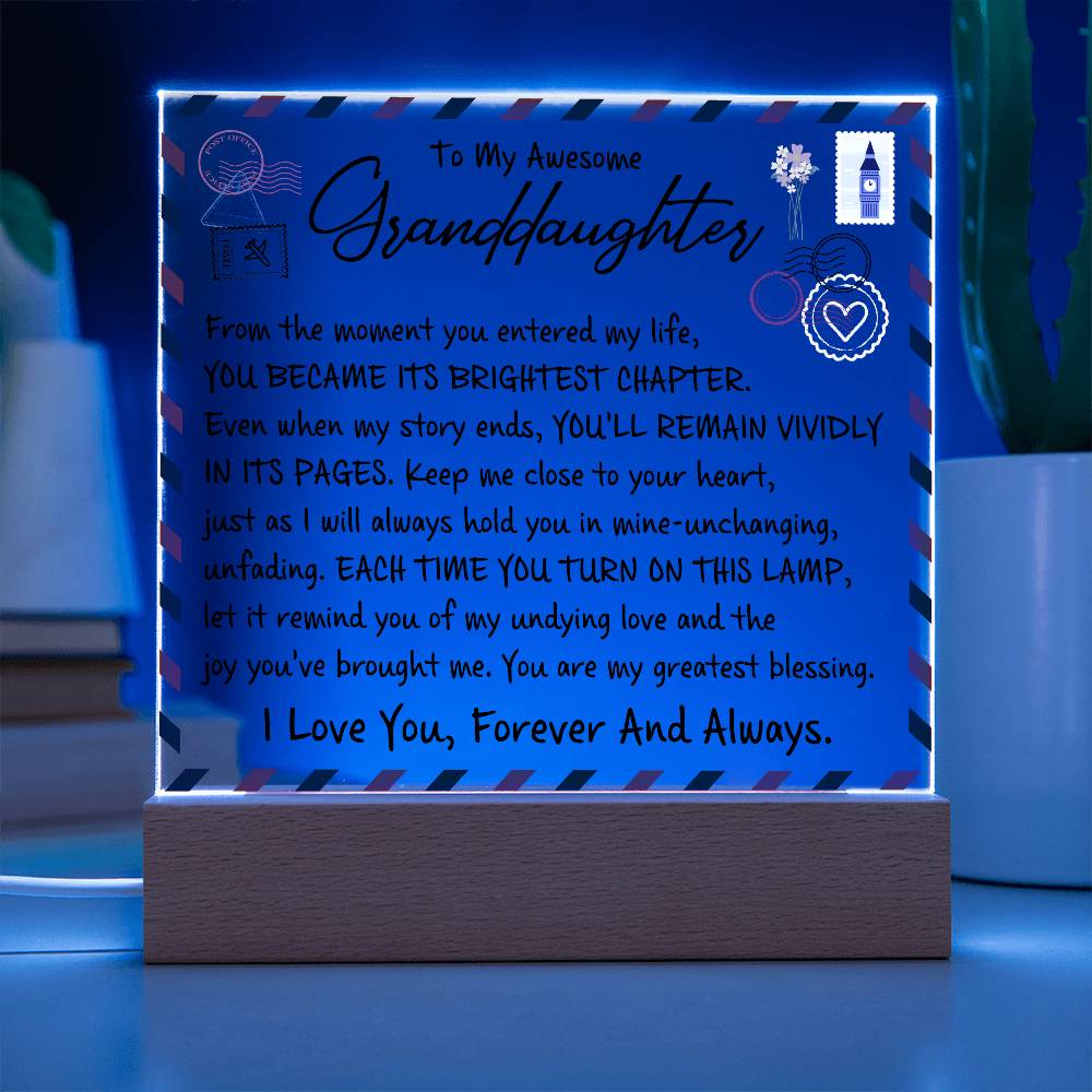 To My Awesome Granddaughter - I Love You, Forever And Always - Acrylic Square Plaque