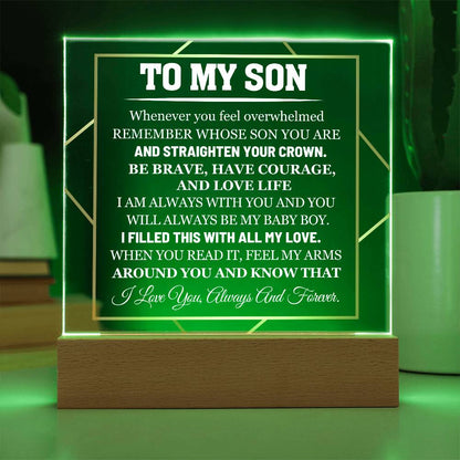 To My Son - I Love You Always And Forever - Acrylic Square Plaque