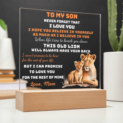 To My Son - I Hope You Believe In Yourself As Much As I Believe In You - Acrylic Square Plaque