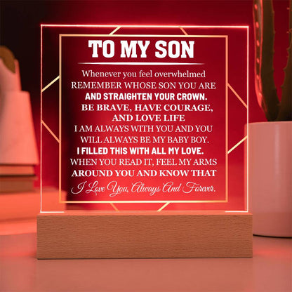 To My Son - I Love You Always And Forever - Acrylic Square Plaque