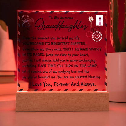 To My Awesome Granddaughter - I Love You, Forever And Always - Acrylic Square Plaque